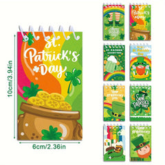 8 St Patrick's Notepads Featuring Lucky Shamrocks Hats And Beer Designs
