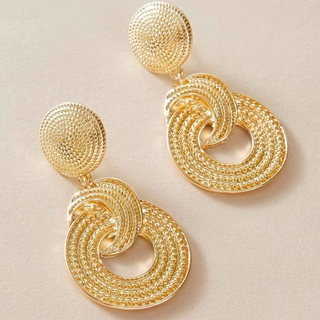 18K Plated Big Circle Dangle Earrings for Women