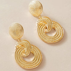 18K Plated Big Circle Dangle Earrings for Women