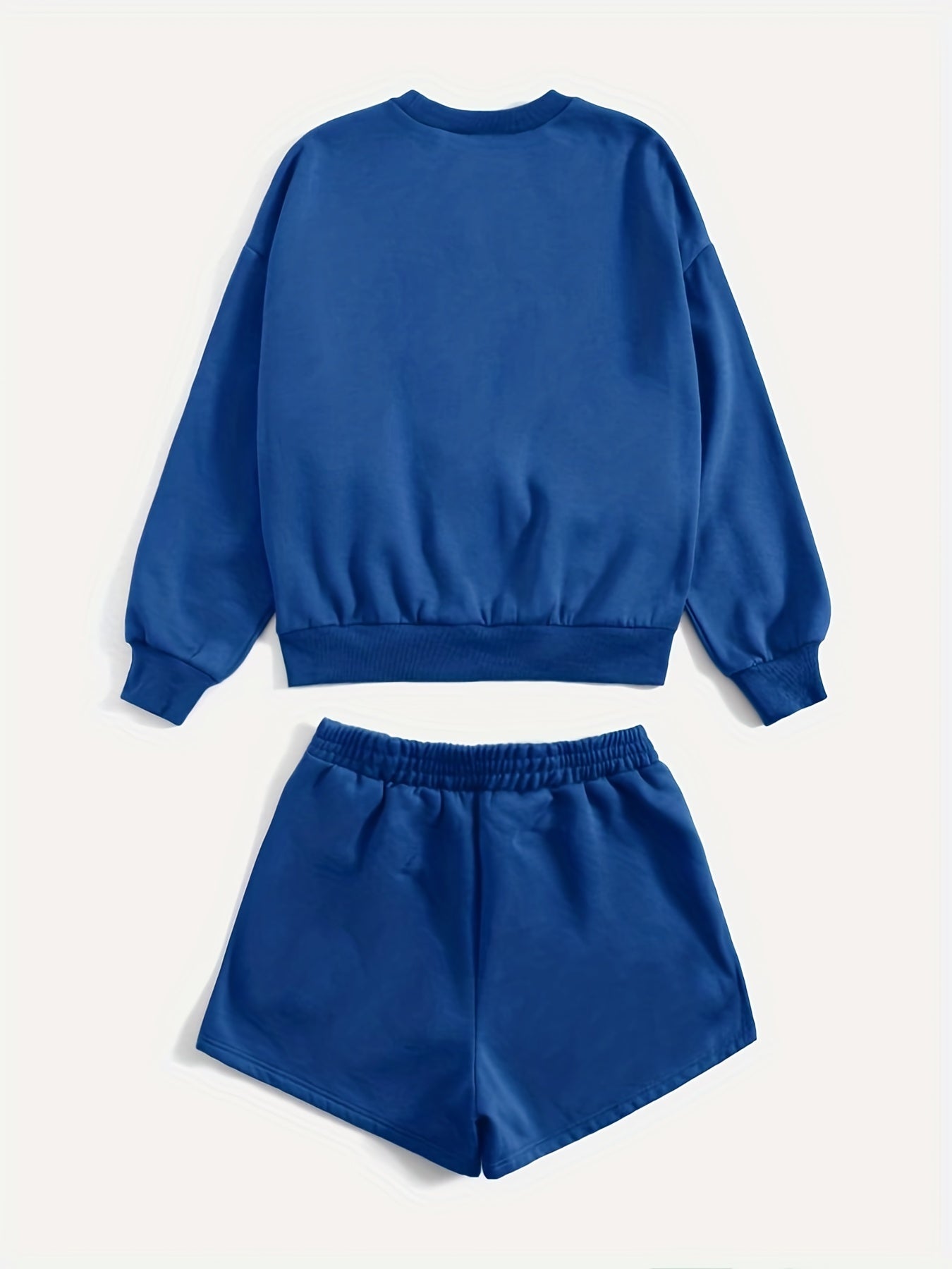Casual Two piece Set Crew Neck Long Sleeve Sweatshirt & Shorts