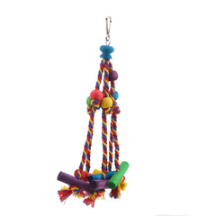 Colorful Parrot Toy with Beads and Wood Block