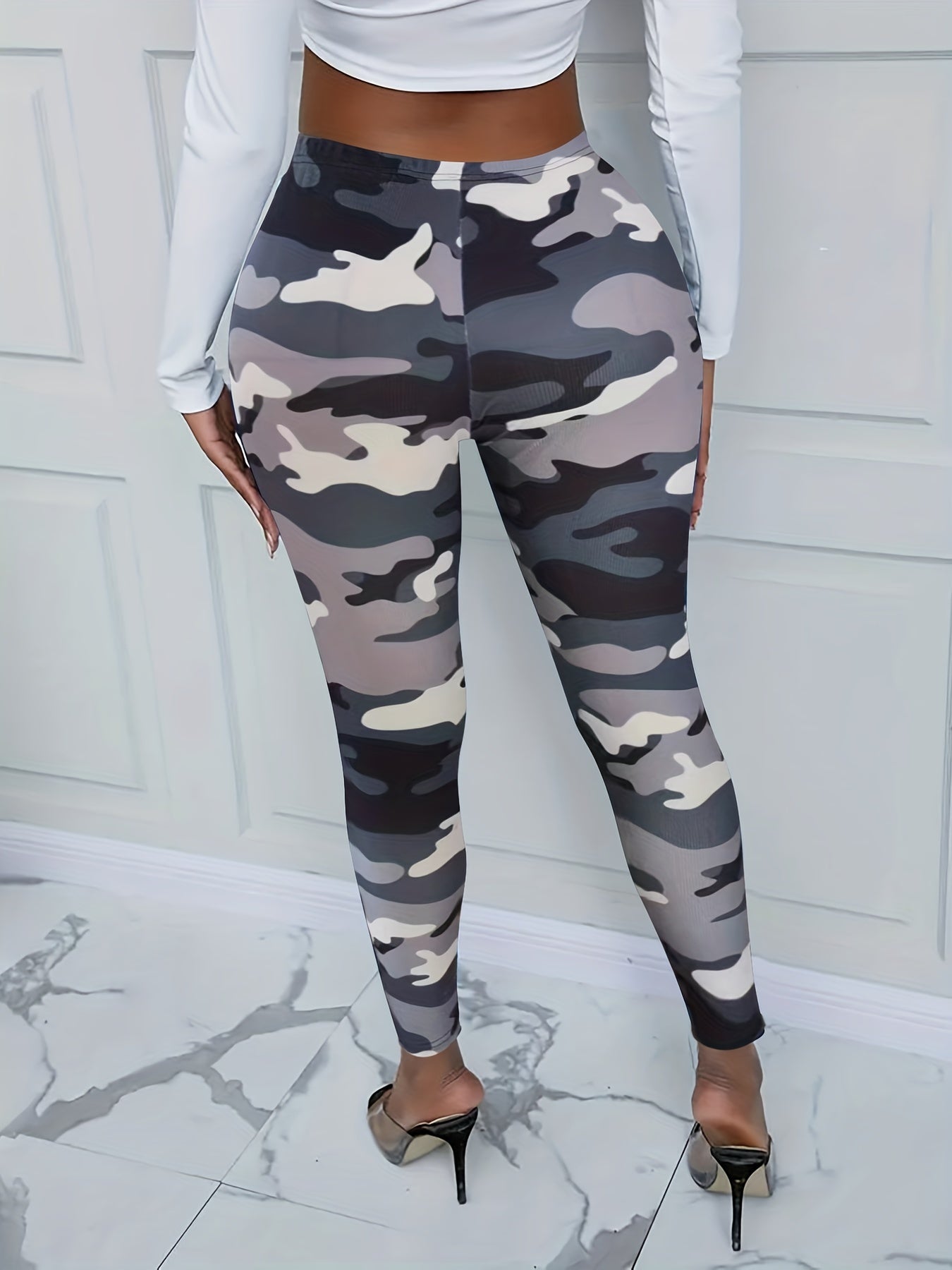 Camo Print Skinny Leggings Long Length Pants