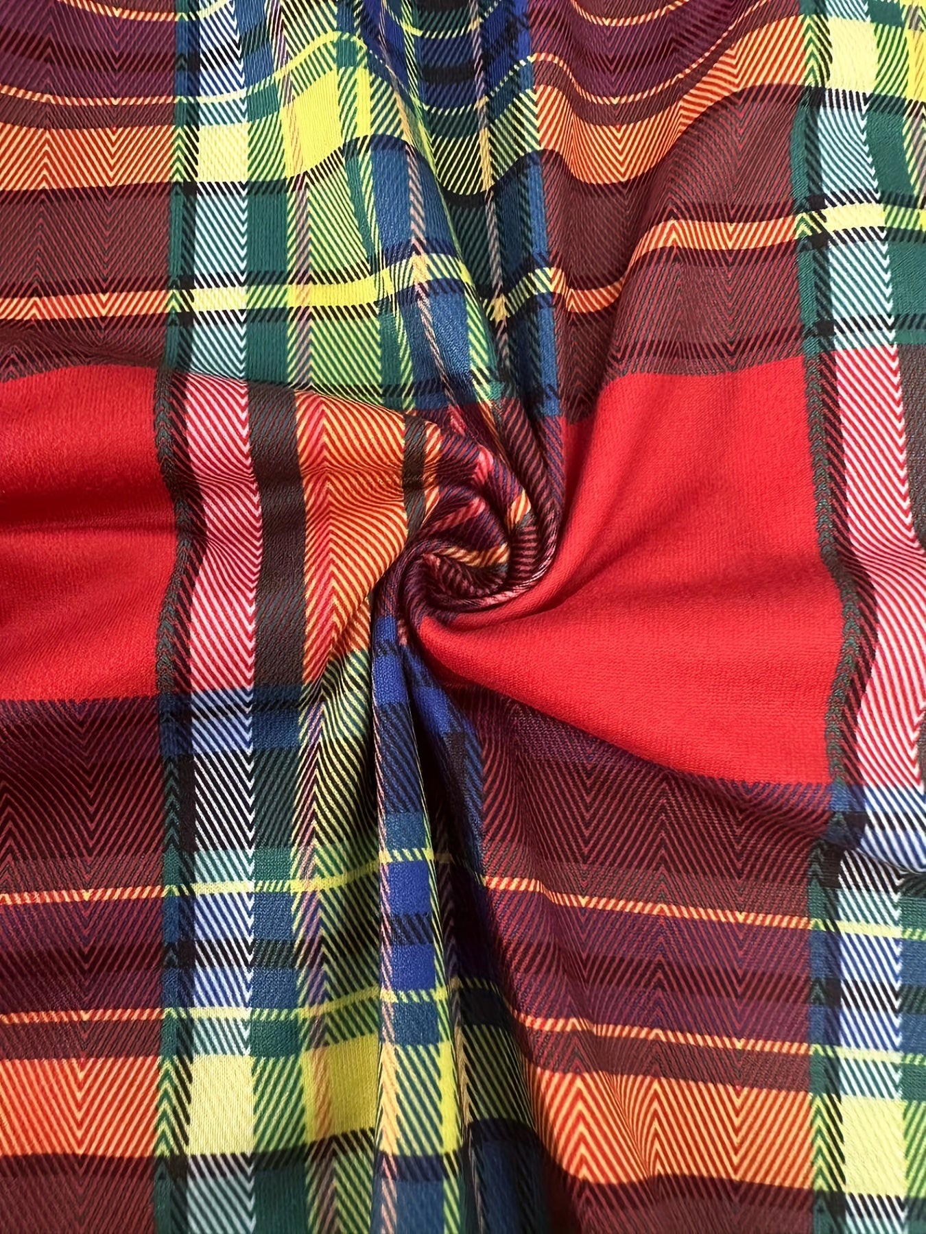  Plaid Print Elastic Drawstring Trousers