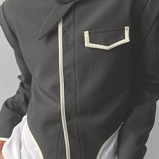 Irregular Blazer Men's Stand Collar Solid Suit Jacket Spring Summer