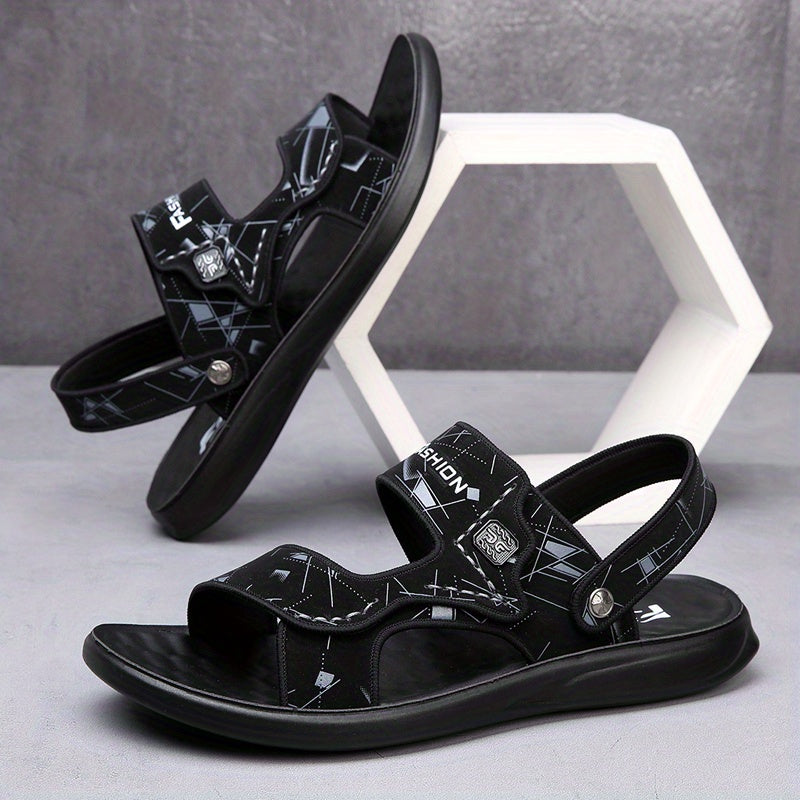 Men's Casual Slip On Slide Sandals with Hook & Loop Fastener