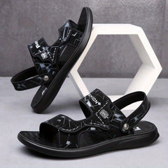 Men's Casual Slip On Slide Sandals with Hook & Loop Fastener