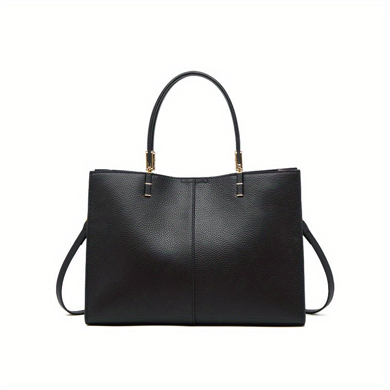 Crocodile Pattern Cowhide Handbag with Detachable Shoulder Strap