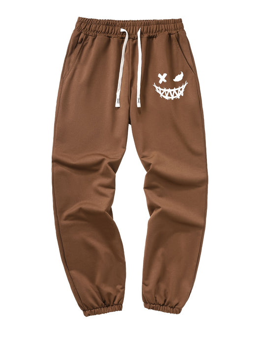 Smile Face Casual Men's Trousers Spring Summer Drawstring Elastic Sports Pants