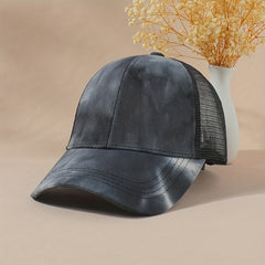 Ponytail Tie Dye Trucker Hat Unisex Baseball Cap Mesh
