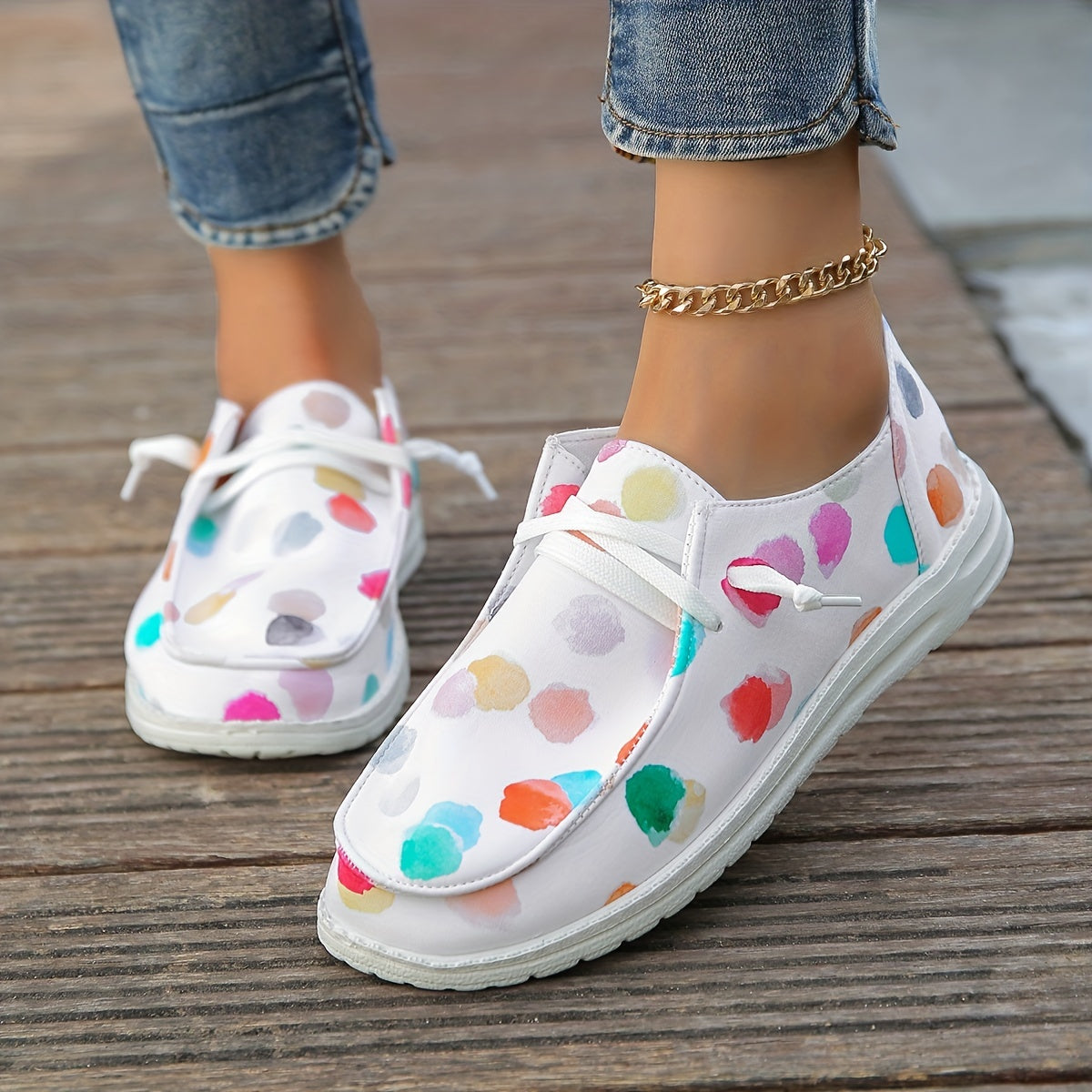 Women's Colorful Canvas Lace Up Sneakers Lightweight Walking Shoes