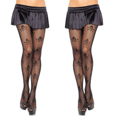 Skull Fishnet Tights Lace Spider Web Stockings