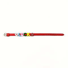 Custom Red Pet Memorial Bracelet with Colorful Letters