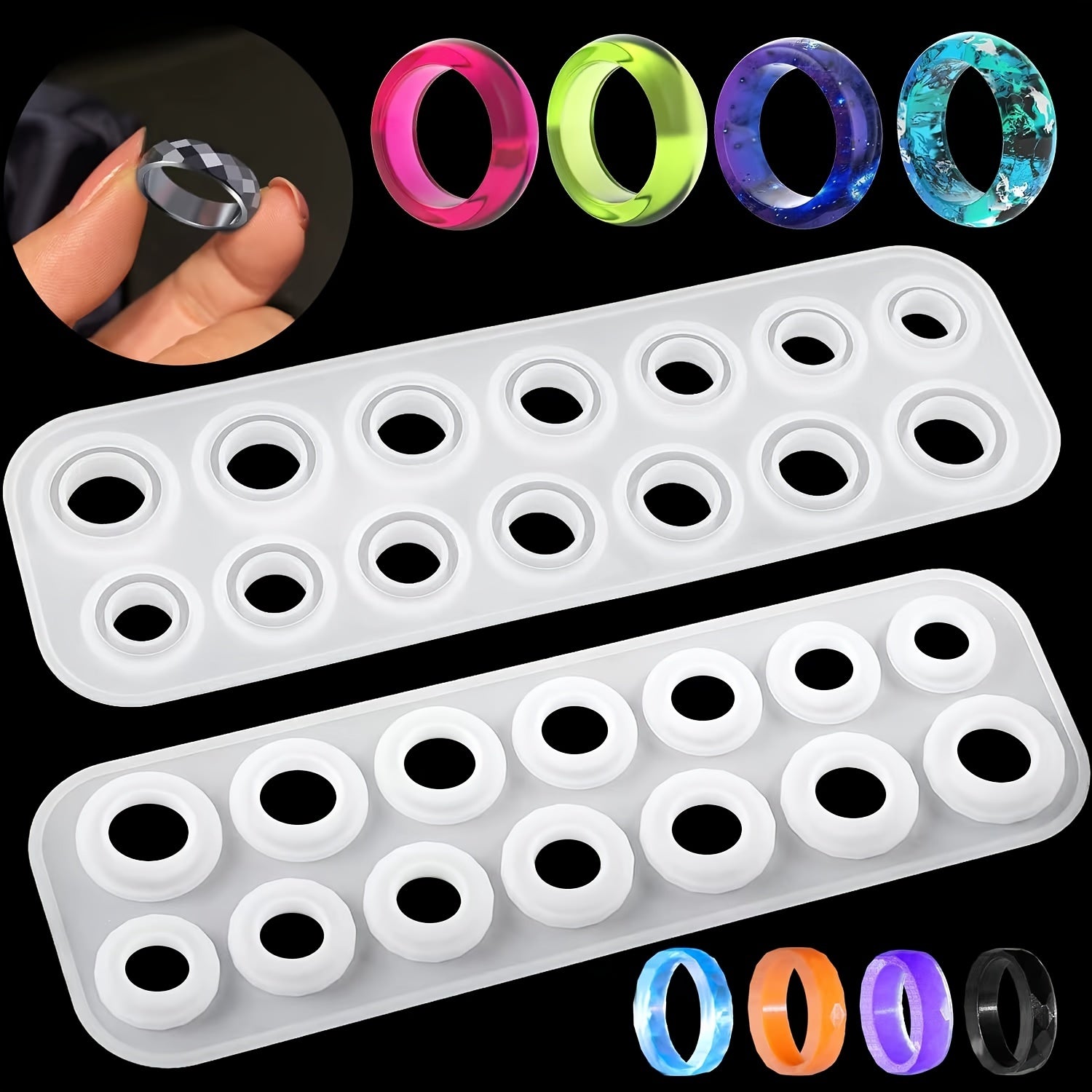 Resin Ring Molds Silicone - 14 Sizes for Rings Earrings Pendants Crafts