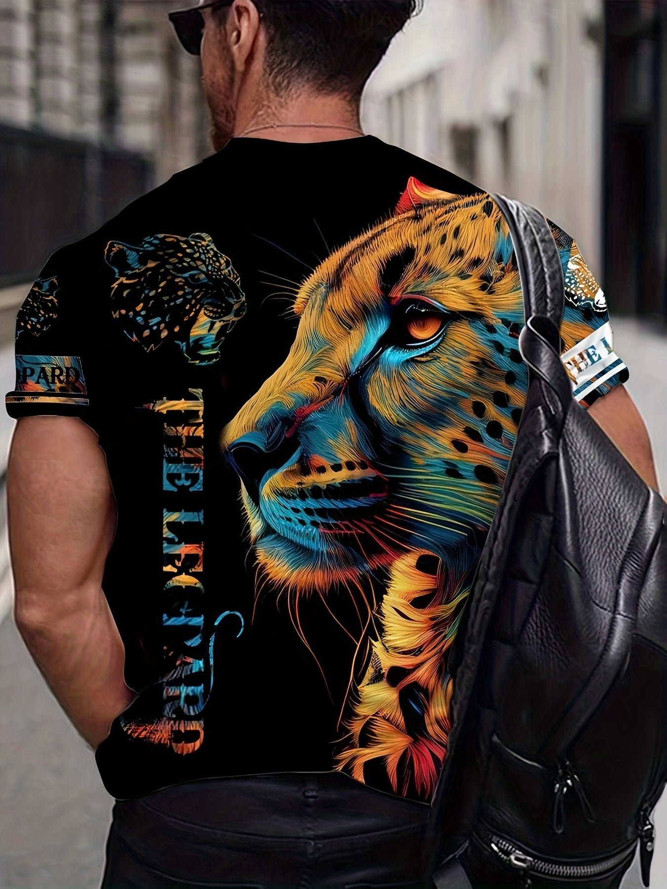 Leopard 3D Print Men's Graphic T-shirt Casual Comfy Tees Short Sleeve Tops