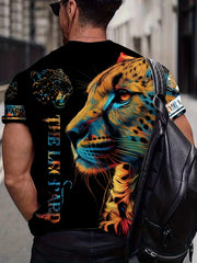 Leopard 3D Print Men's Graphic T-shirt Casual Comfy Tees Short Sleeve Tops