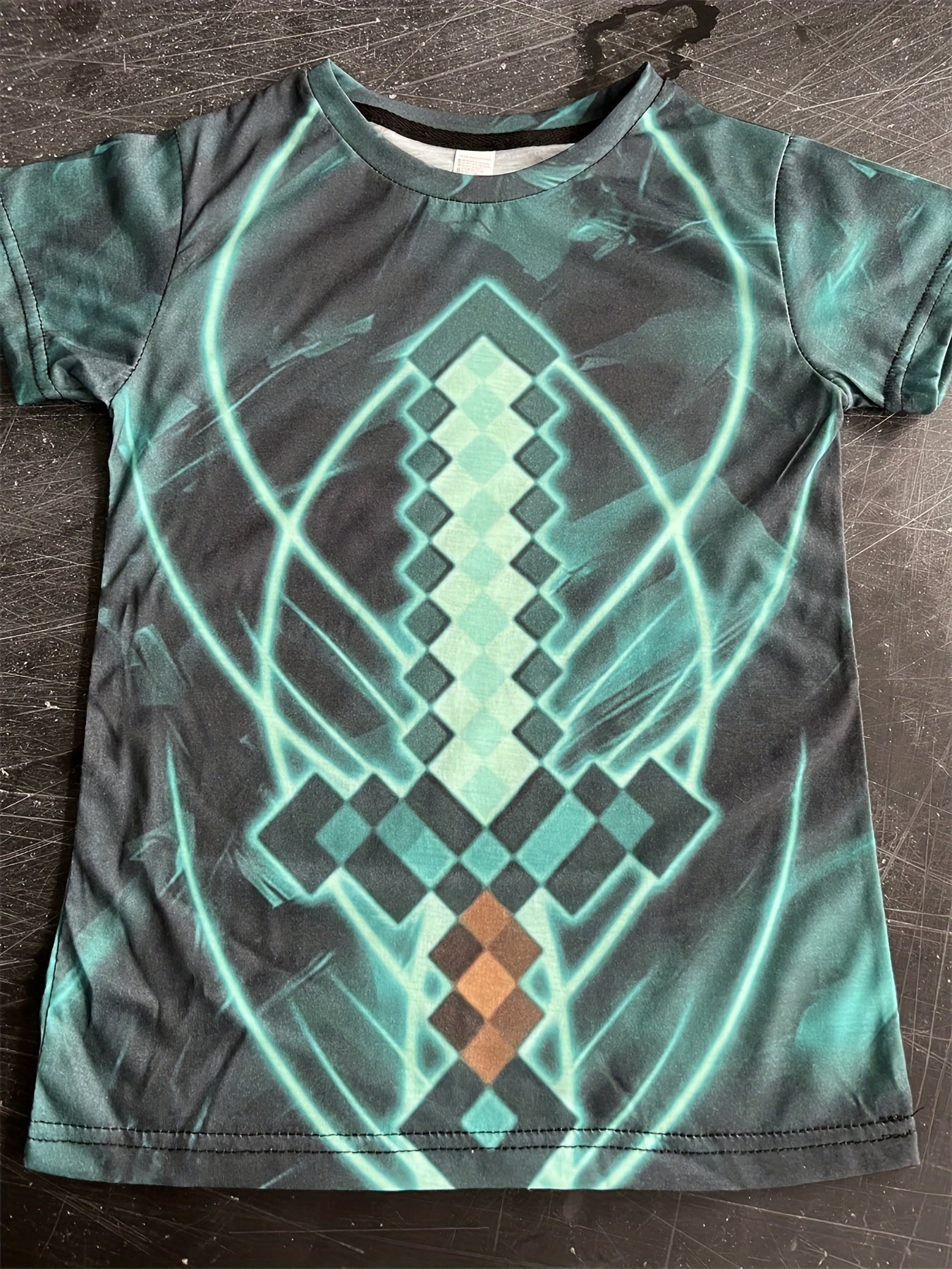 Boy's Diamond Sword Graphic T shirt Slim Fit Tee