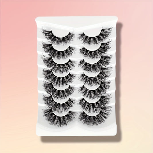 7 Pairs 3D Silk False Eyelashes Thick Curling Lashes Extension 16 18mm