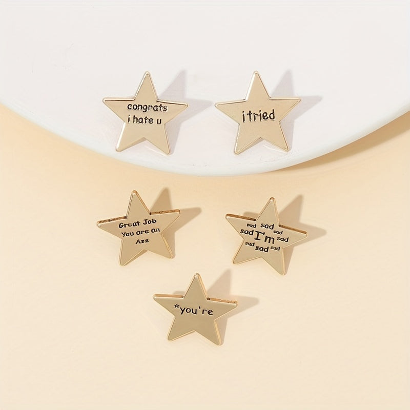 Five-pointed Star Shape Letter Brooch Backpack Pin