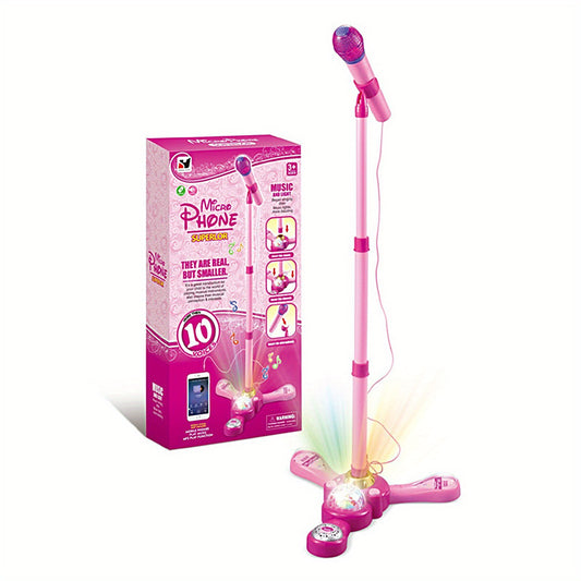 Kids Education Microphone & Stand Pink