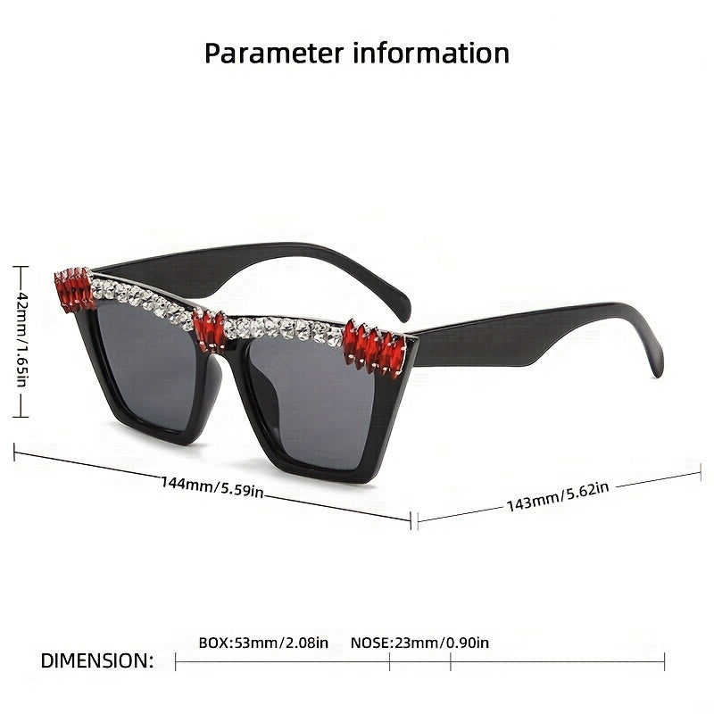 Y2K Rhinestone Cat Eye Sunglasses UV400 Sun Shades