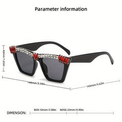 Y2K Rhinestone Cat Eye Sunglasses UV400 Sun Shades