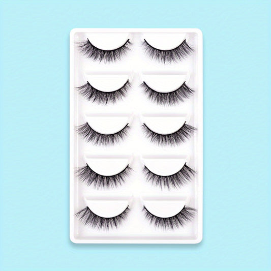 5 Pairs 3D Crisscross Lashes Natural Look Wispy Makeup Lashes Add Natural Volume
