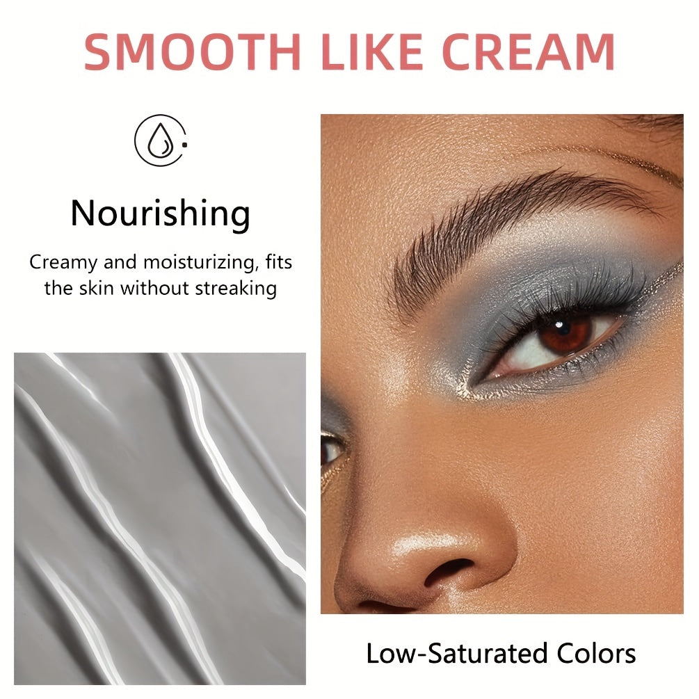 9pcs Liquid Eyeshadow Set Gray Silver Glitter Shimmer Matte Smokey Gothic Style