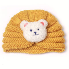 Kids Bear Head Knitted Woolen Baby Hat, 0-3 Years