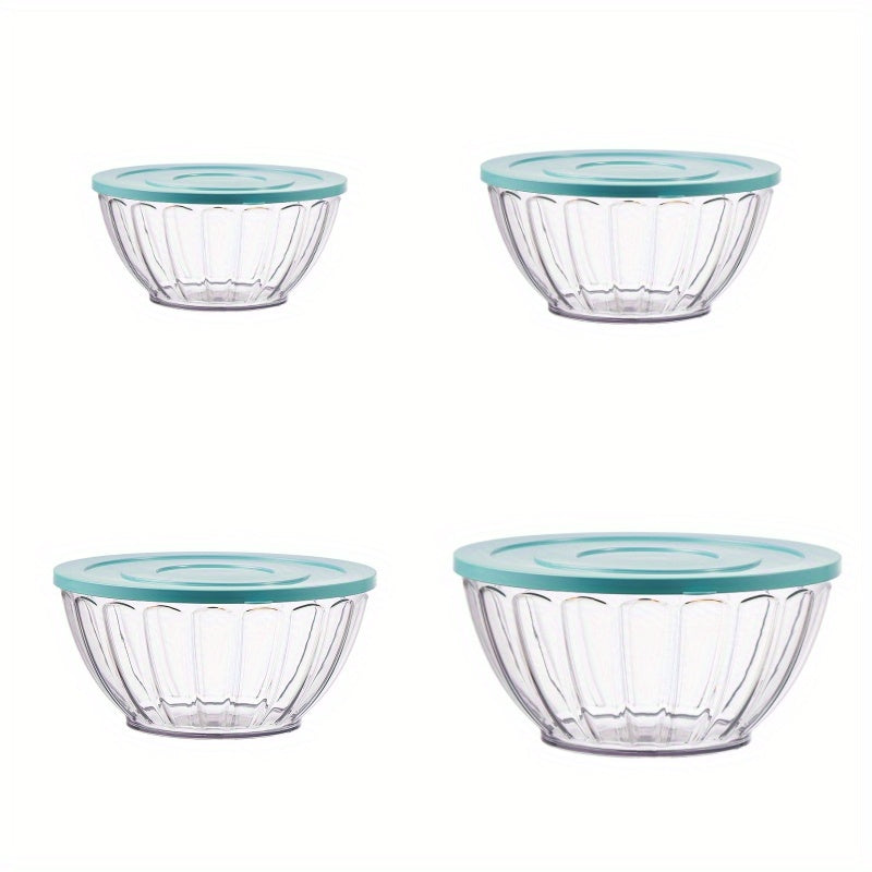4pcs Round Transparent Salad Bowls with Lid
