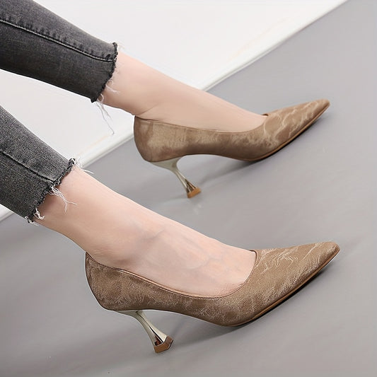 Women's Satin Pointed Toe Slip-On Stiletto Heels Pumps