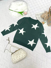 Girl Star Print Sweater Knit Pullover Casual Comfortable Kids Clothes