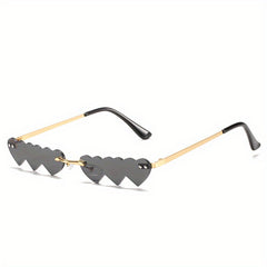 Y2K Heart Sunglasses Rimless Glasses Beach Prom Club UV400