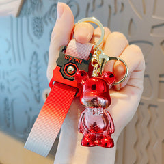 Gradient Bear Denim Keychain Key Bag Pendant For Men