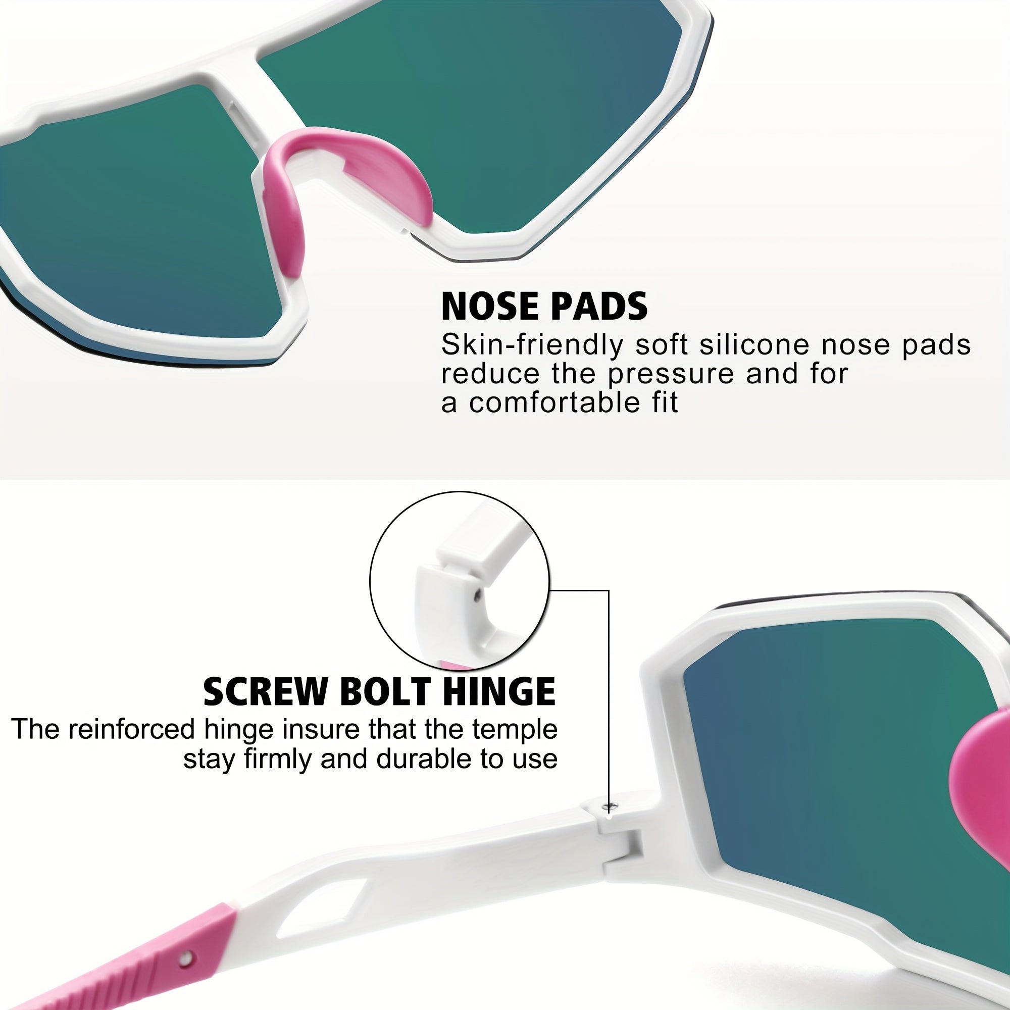 Men's Square Polarized Sunglasses Pink Lens Unisex Outdoor Sports Dazzling UV400
