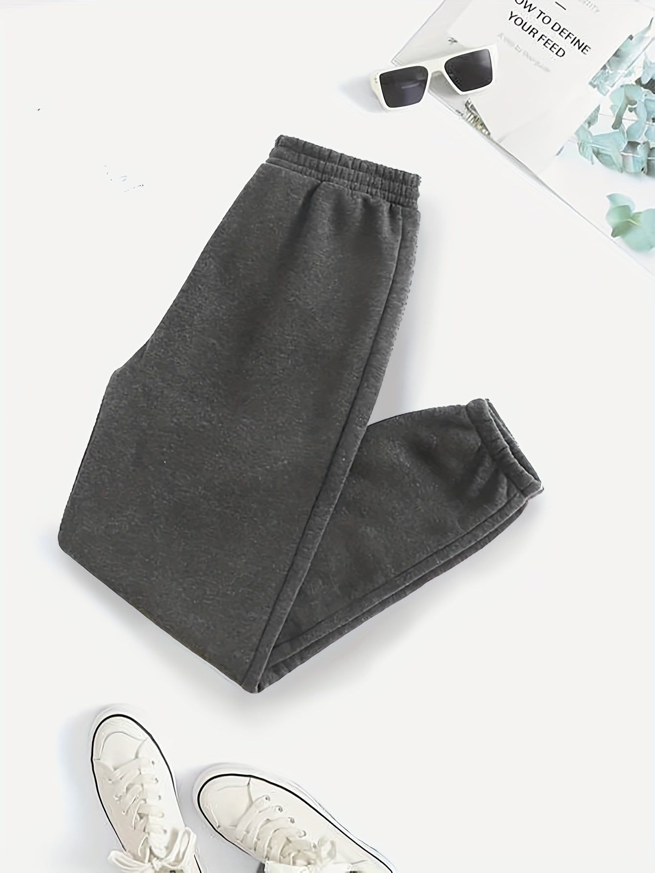 Solid High Rise Jogger Trousers