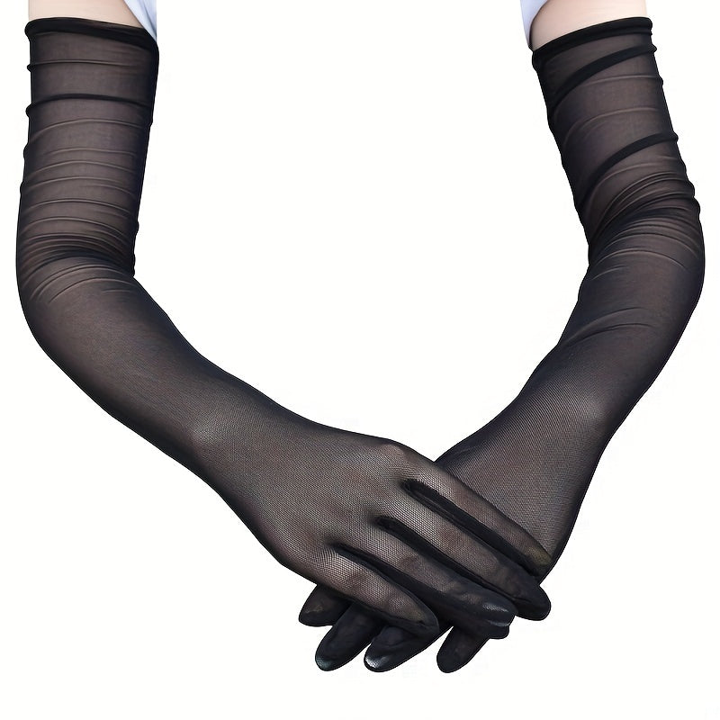 Elastic Mesh Breathable Long Gloves for Women