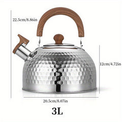 Large Capacity Stainless Steel Whistle Kettle, 2-4L, Induction Compatible