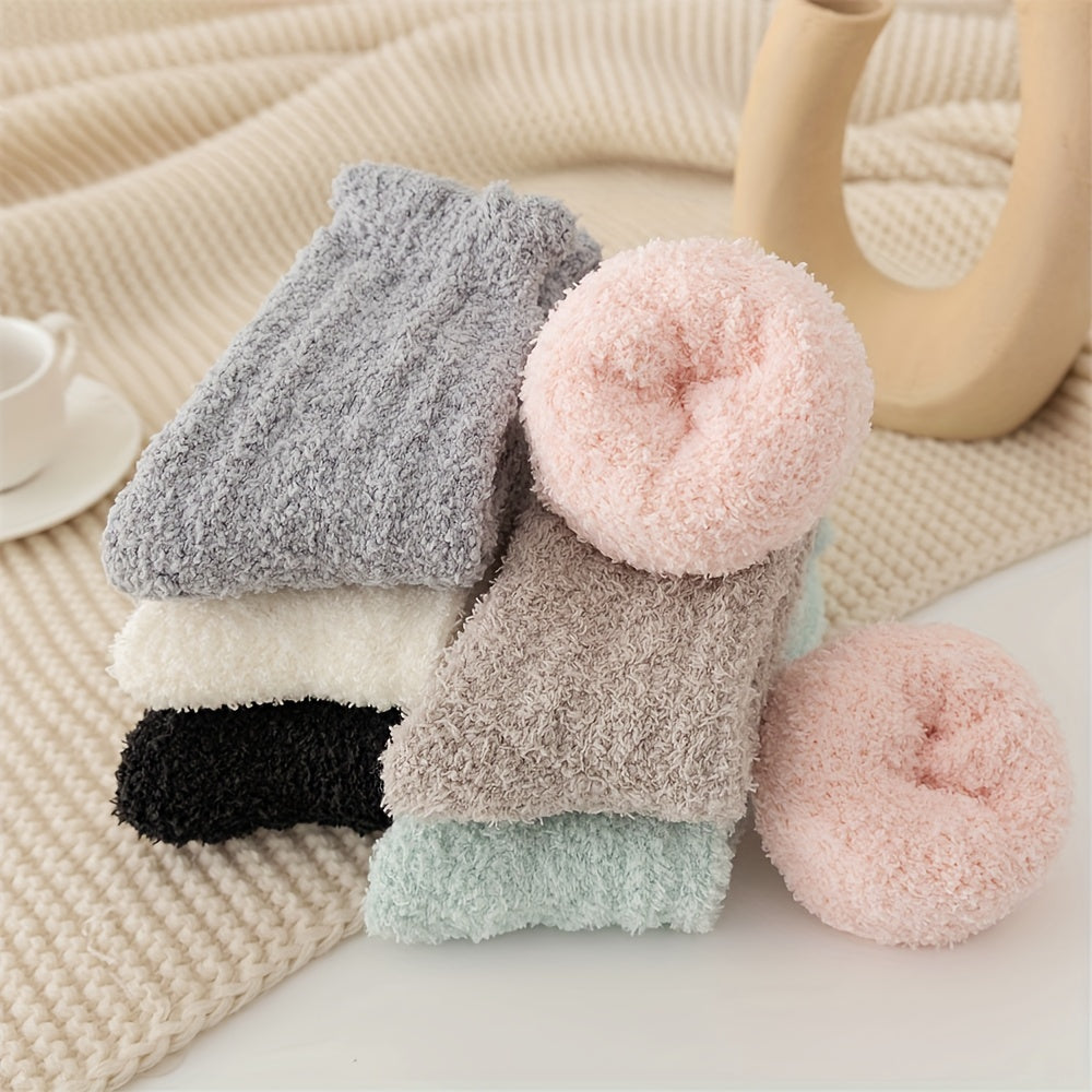 6 Pairs Thickened Fuzzy Socks Warm & Cozy Women's Stockings