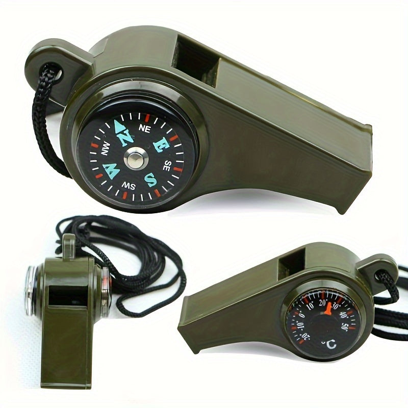 3Pcs Survival Whistle with Compass Thermometer for Outdoor Camping Hiking