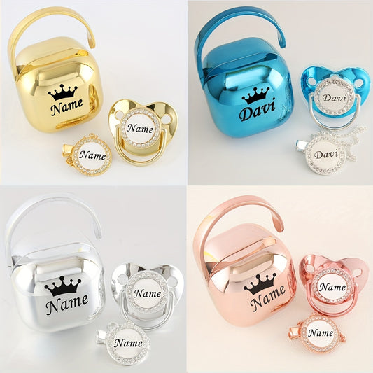 Personalized Baby Pacifier Set with Name, Box & Clip