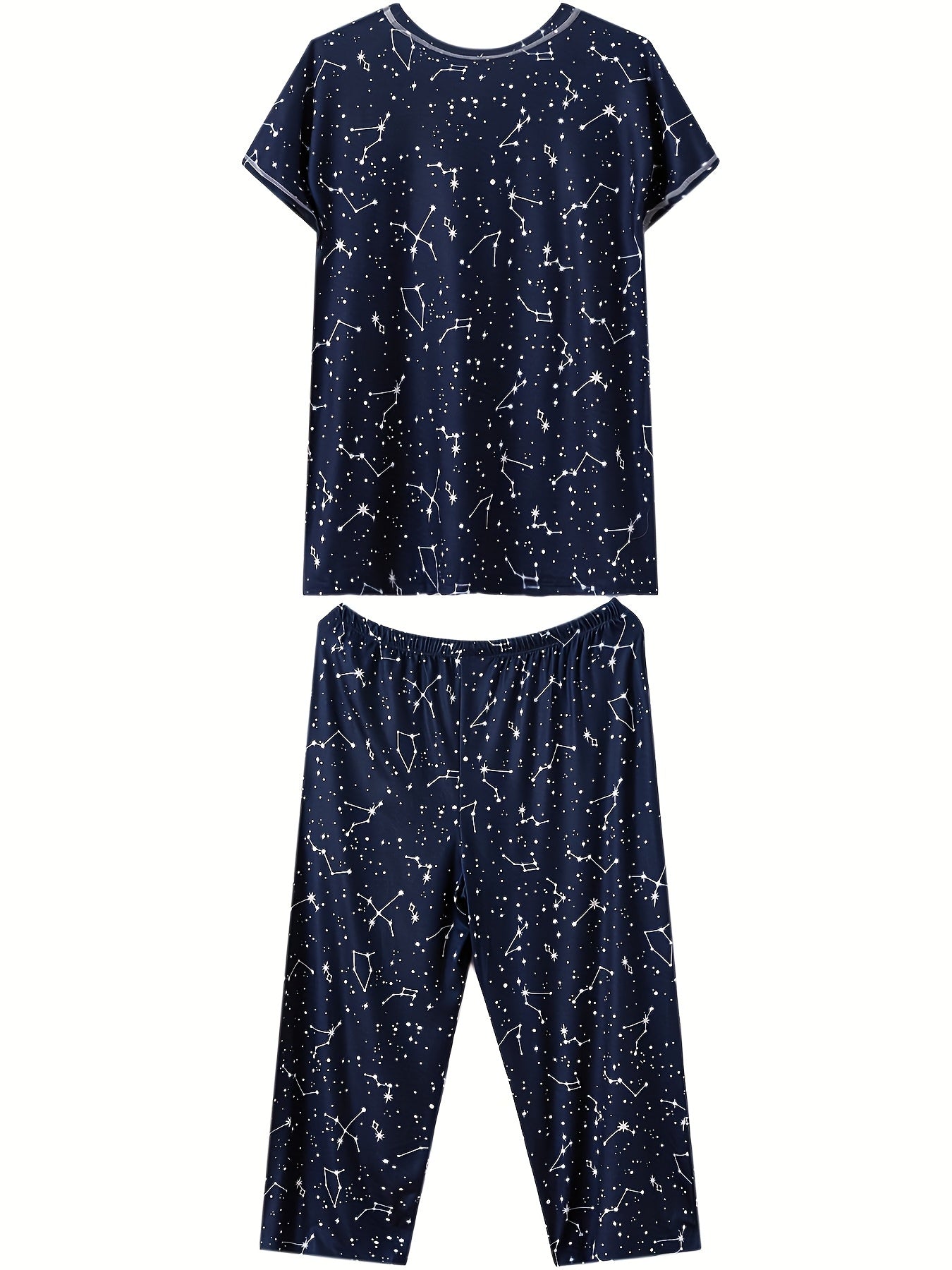 Floral Print Pajama Set Short Sleeve Crew Neck Top & Crop Pants