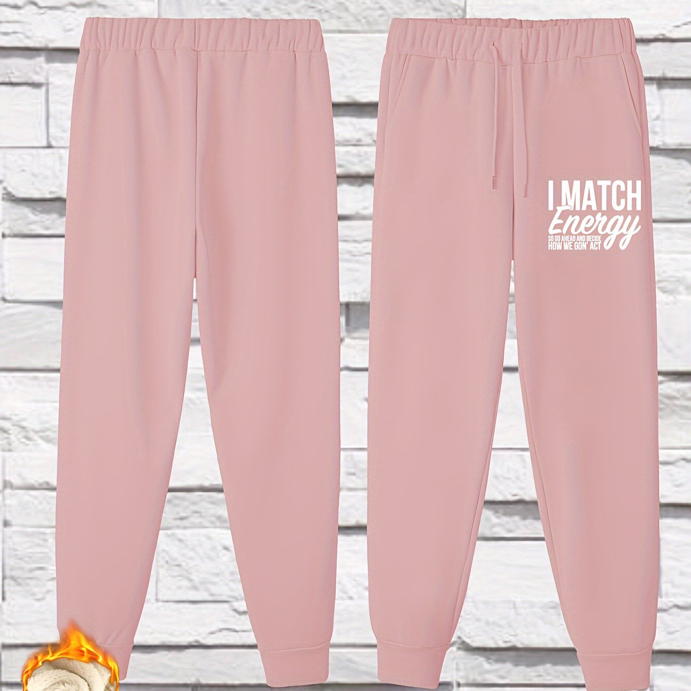  Slogan Print Fleece Joggers