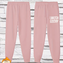  Slogan Print Fleece Joggers