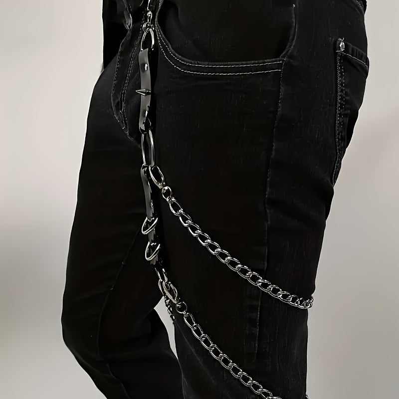 Punk Style Double Layer Tassel Metal Chain Hip Hop Retro Jeans Pendant