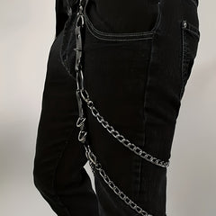 Punk Style Double Layer Tassel Metal Chain Hip Hop Retro Jeans Pendant
