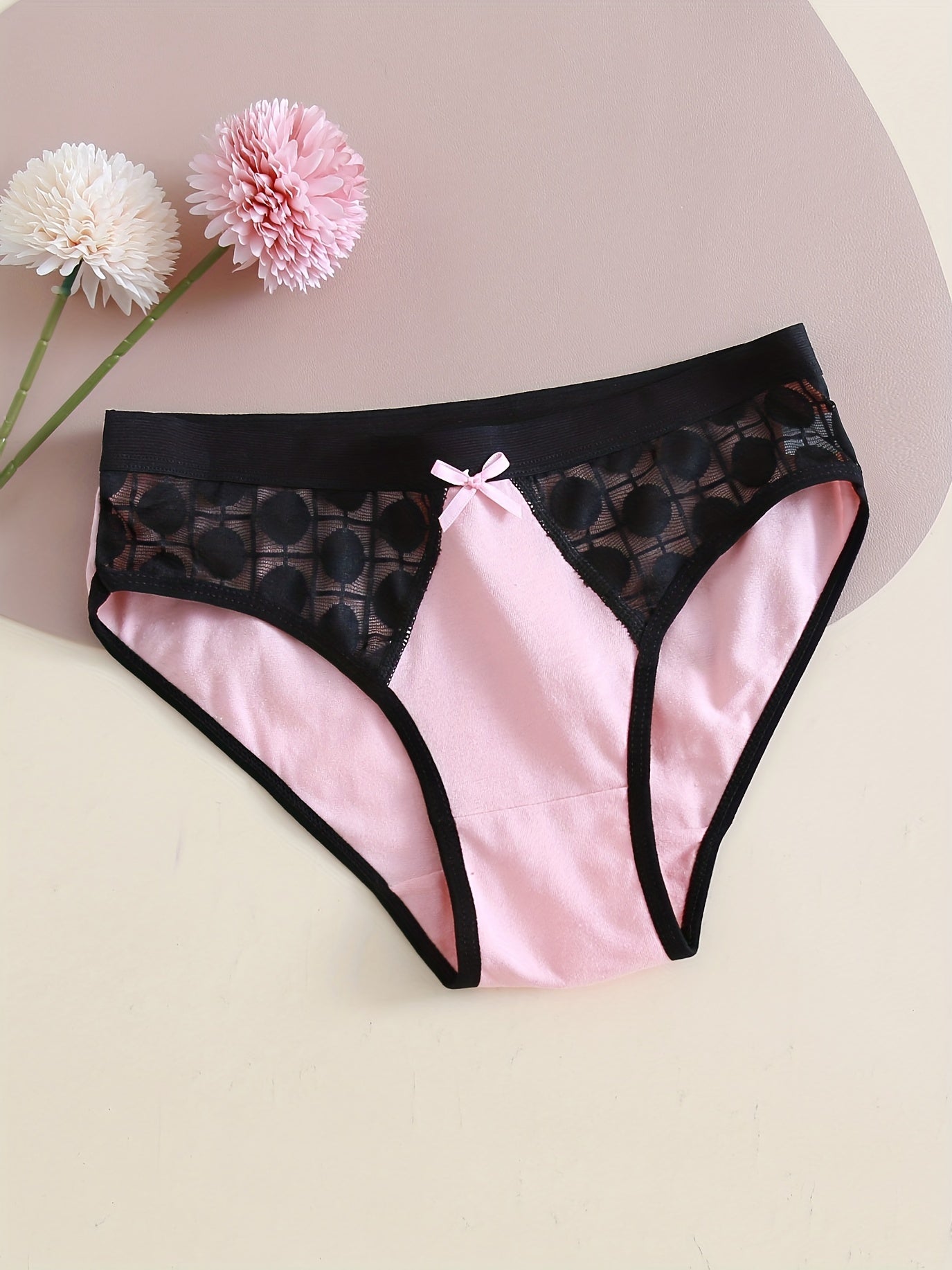 6pcs Lace Seamless Polka Dot Bow Panties Women's Lingerie