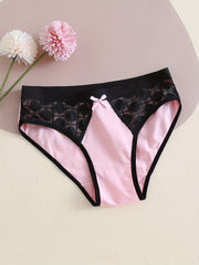 6pcs Lace Seamless Polka Dot Bow Panties Women's Lingerie