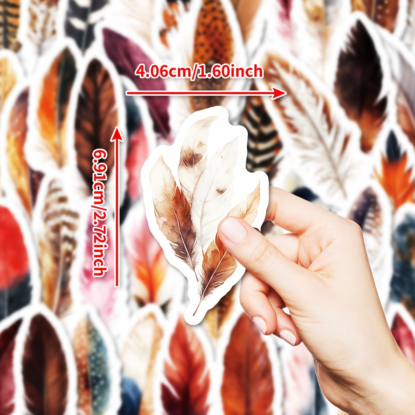 50pcs Realistic Feather Graffiti Stickers for DIY Decals