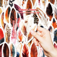 50pcs Realistic Feather Graffiti Stickers for DIY Decals