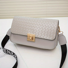 Square Crossbody Bag PU Leather Textured Bag Purse Classic Shoulder Bag